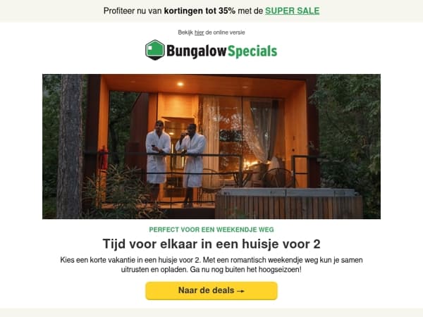 Weekendje weg in een huisje voor 2