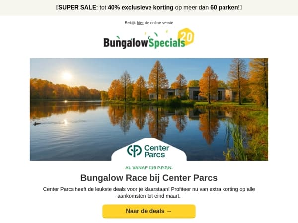 De Center Parcs Bungalow Race is gestart!