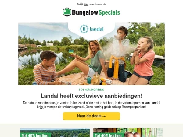 Pak de Landal kortingen tot 40%!