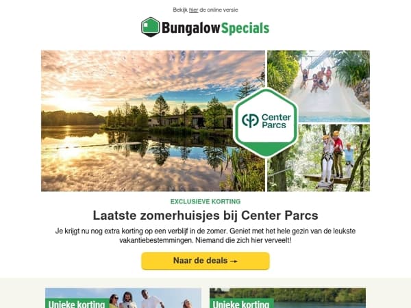 Laatste zomerhuisjes bij Center Parcs!