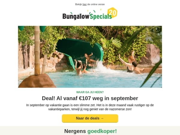 Je gaat al weg vanaf €107 in september