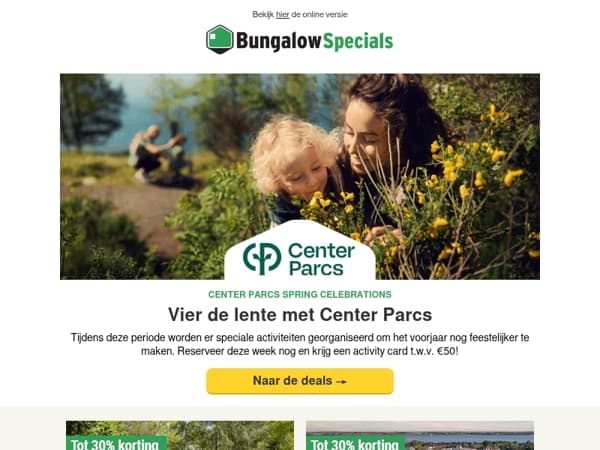 Center Parcs Spring Celebrations met 30% korting!🎉