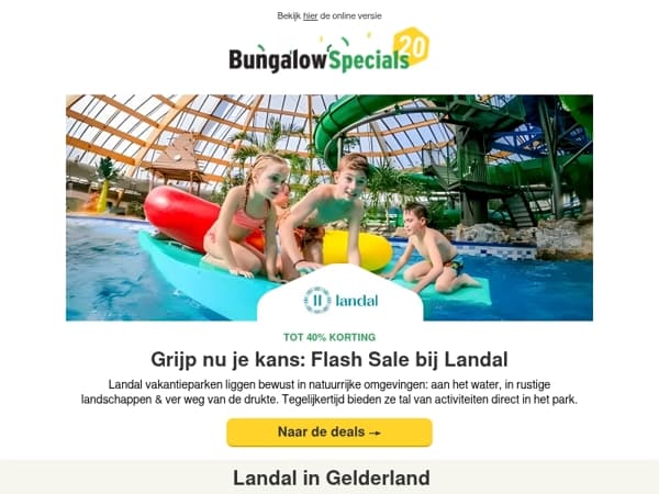 Flash Sale: 40% korting bij Landal