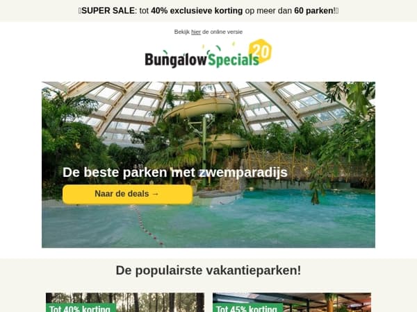 Hier wil je nu zijn: parken met zwemparadijs!