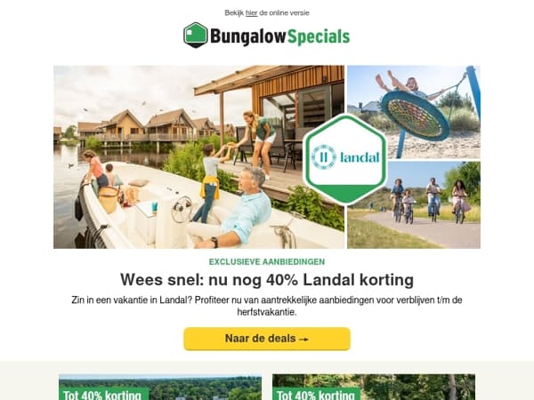 Bespaar nu tot 40% bij Landal