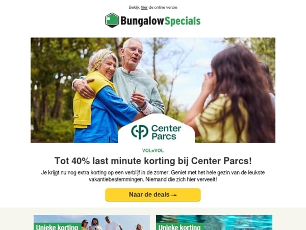 Tot 40% korting bij Center Parcs !🌿