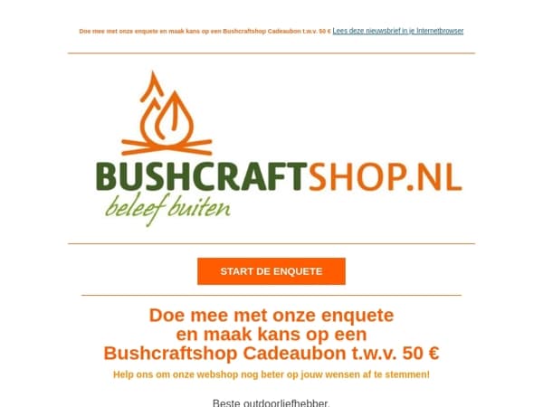 Maak kans op een Bushcraftshop Cadeaubon twv 50 Euro!