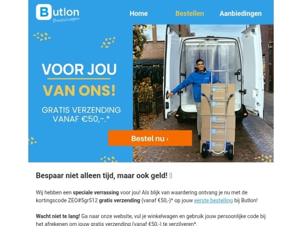 Voor jou: Gratis verzending vanaf €50,- ! 