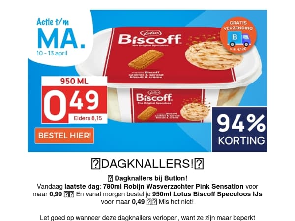 950ml Speculoos IJs voor maar 0,49!🍨