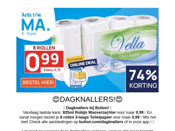 8 rollen Toiletpapier voor 0,99!🧻