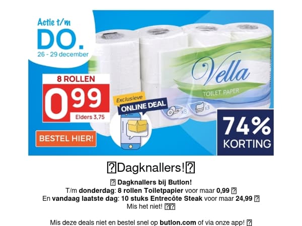 8 rollen toiletpapier 3-laags voor 0,99🧻