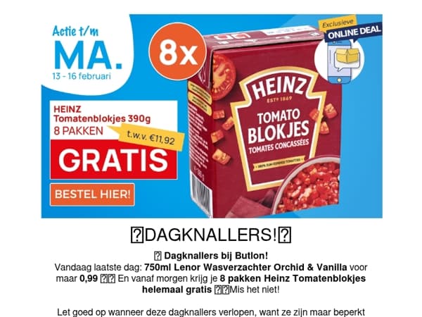 8 pakken Heinz Tomatenblokjes helemaal gratis!🍅