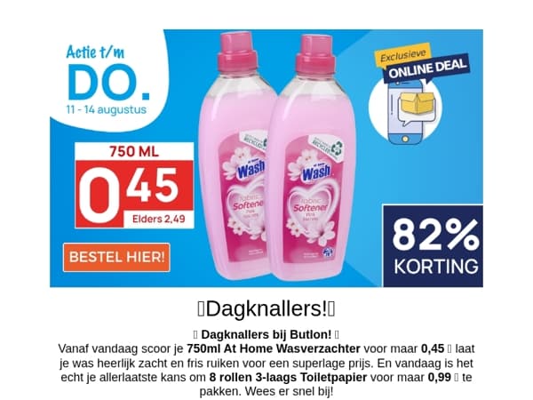 Wasverzachter voor 0,45 per fles!🤑