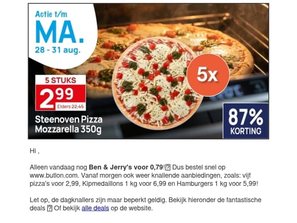 🤚 Vijf Pizza's voor 2,99! 🍕