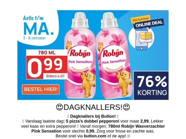 780ml Robijn Wasverzachter voor 0,99!😍