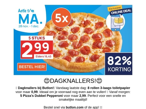 5 Pizza's voor 2,99!🍕