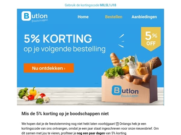 Mis de 5% korting op je boodschappen niet!