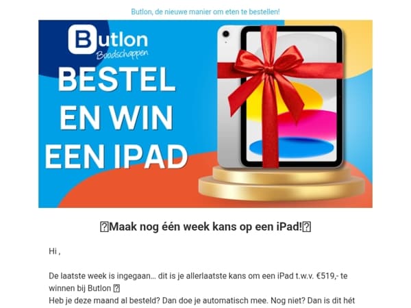 Hey , dit is je laatste kans om een iPad te winnen!⏰