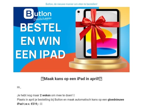 Hey , je hebt nog maar 2 weken om een iPad te winnen!⏰