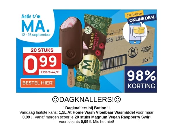 20 Magnums voor 0,99!🍧