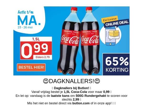 1,5L Coca-Cola voor 0,99!