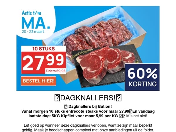 10 stuks Entrecôte voor maar 27,99🥩