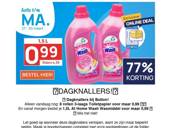 1,5L At Home Wash Wasmiddel voor maar 0,99🧼