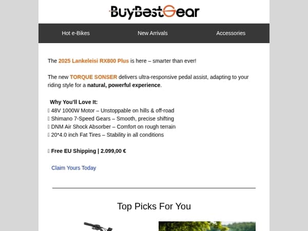 🎉 2025 Model: Lankeleisi RX800 Plus w/ Torque Sensor – Just €2,099! 🎉