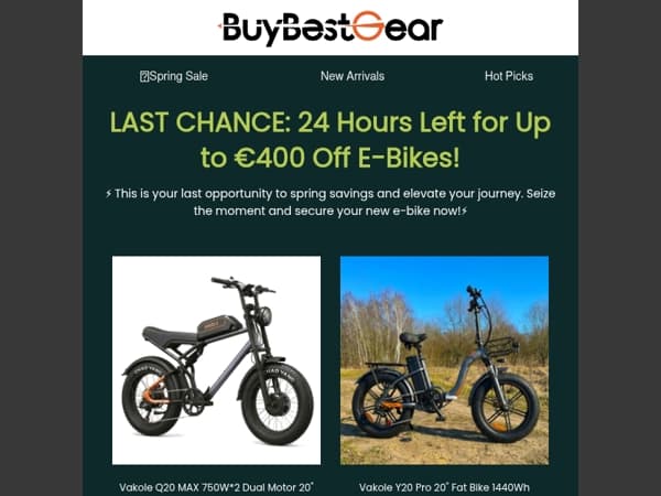 ⏰Sale Ends Tomorrow! E-Bike Savings Disappearing Soon!