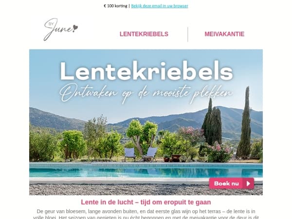 Laatste dagen € 100 Lentekriebels voordeel!