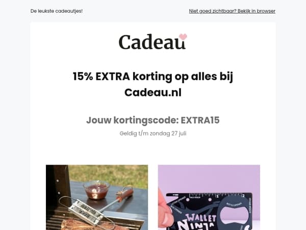 SUMMERSALE: 15% EXTRA korting op ALLES 🚀