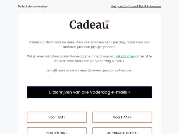 Wil jij je uitschrijven voor onze Vaderdag nieuwsbrieven?