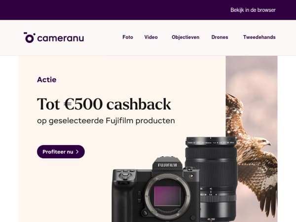 Tot €500 cashback op Fujifilm camera’s en objectieven!