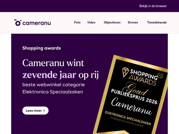 Zevende Gouden Shopping Award op rij voor Cameranu