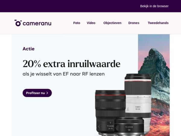 20% extra inruilwaarde op Canon EF lenzen