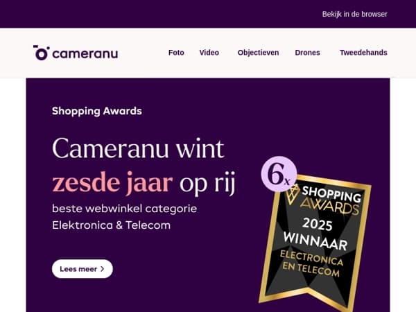 Zesde Gouden Shopping Award op rij voor Cameranu