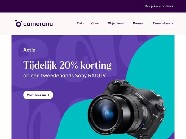 Profiteer nu van 20% korting op de tweedehands Sony RX10 IV
