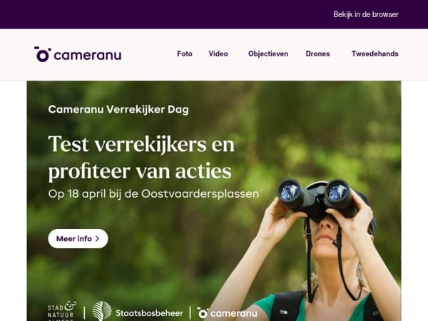 Ontdek en test verrekijkers, telescopen en meer tijdens de Cameranu Verrekijker Dag!