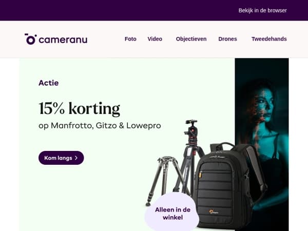 Winkelactie: 15% korting op Gitzo, Lowepro en Manfrotto
