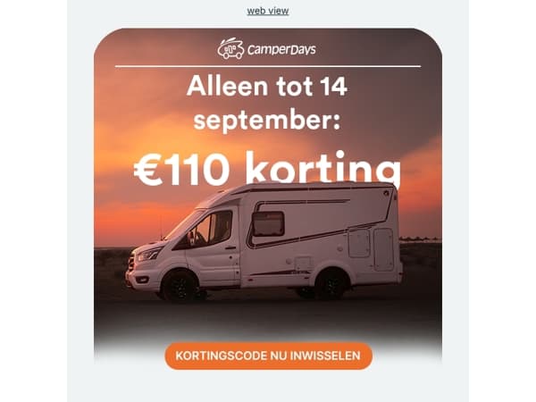 🌍🚐 Slechts korte tijd: €110 korting!