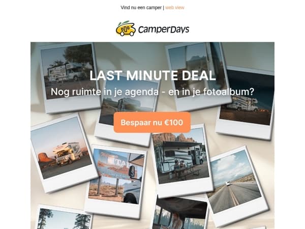 Last minute: €100 korting voor je camperreis!