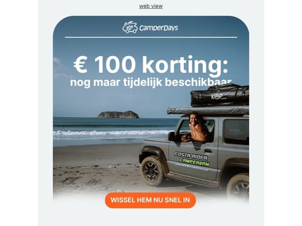 ⏳ Laatste kans: jouw € 100 kortingscode verloopt binnenkort.