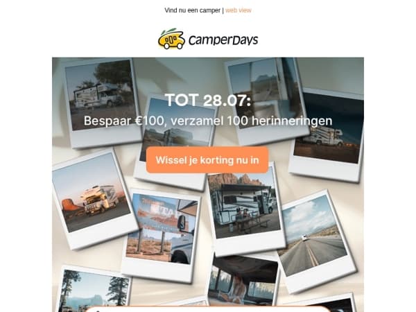 Maar haast je: €100 korting op campervakanties!