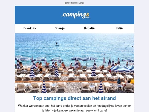 Camping direct aan het strand? Sla nu je slag