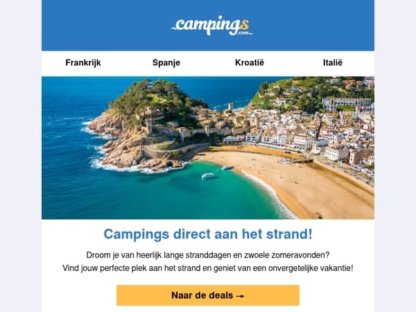 Ontdek alle campings direct aan het strand!