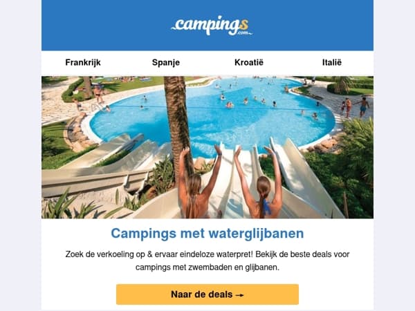 Ontdek alle campings met waterglijbaan!