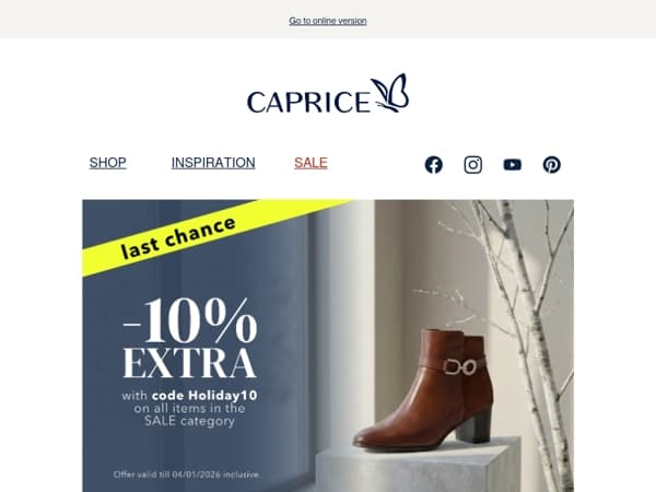 ⏳ Last chance: Extra 10% off SALE