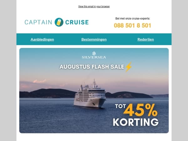 EXTRA Korting: tot 45% korting 🛳️