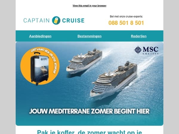 Ontvang een gratis koffer met MSC Cruises