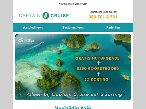 Exclusieve Captain Cruise korting voor u